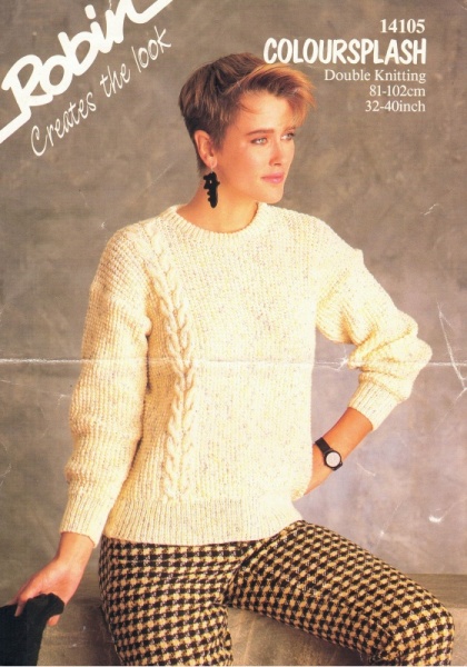 Vintage Robin Knitting Pattern 14105: Lady's Sweater