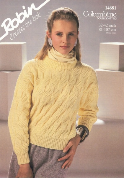 Vintage Robin Knitting Pattern 14681: Lady's Sweater