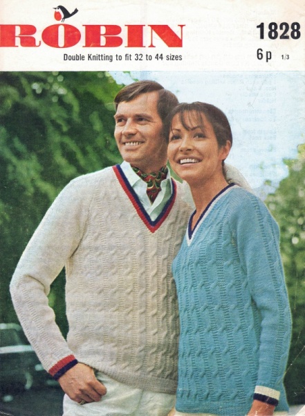 Vintage Robin Knitting Pattern 1828 - Sports Sweaters