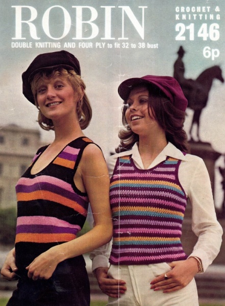 Vintage Robin Knitting Pattern 2146: Trendy Vests