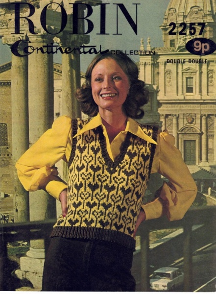 Vintage Robin Knitting Pattern 2257 - Ladies Fair-Isle Slipover