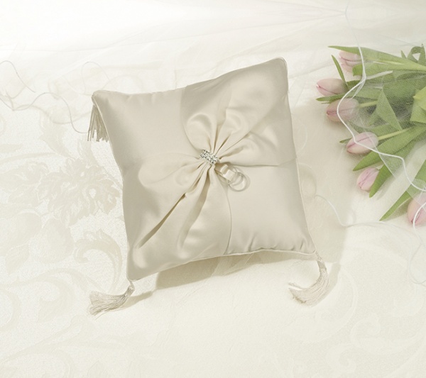 Lillian Rose Ivory Satin & Rhinestone Ring Pillow