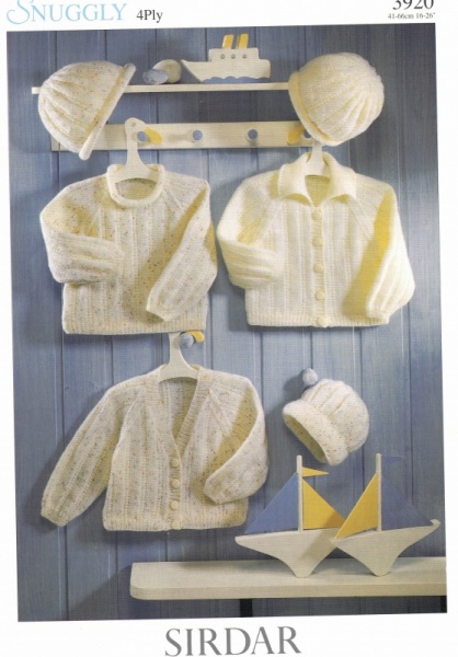 Vintage Sirdar Knitting Pattern No 3920: Children's Cardigans, Sweater & Hats