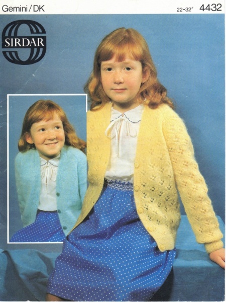 Vintage Sirdar Knitting Pattern No 4432: Girls Plain & Patterned Cardigans