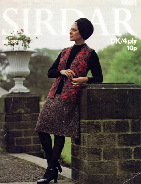 Vintage Sirdar Knitting Pattern 5663: Lady's Sweater, Skirt & Sleeveless Jacket