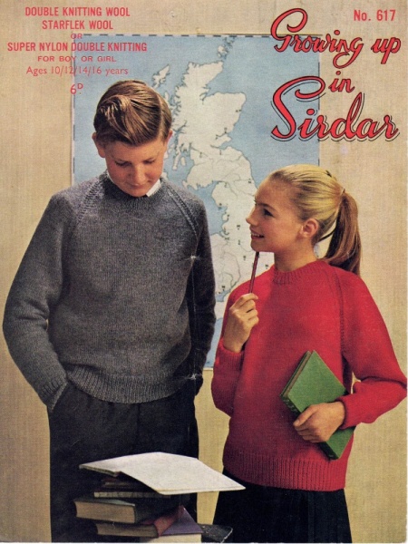 Vintage Sirdar Knitting Pattern 617: Boys & Girls Raglan Sweaters - Age 10-16