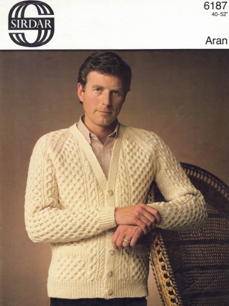 Vintage Sirdar Knitting Pattern No 6187: Aran Cardigan