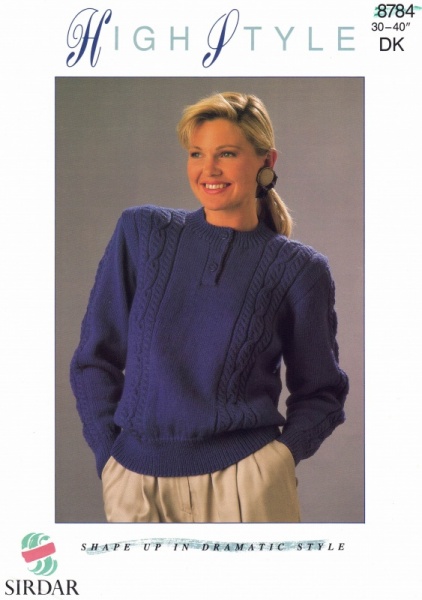 Vintage Sirdar Knitting Pattern No 8784: Lady's Classic Sweater