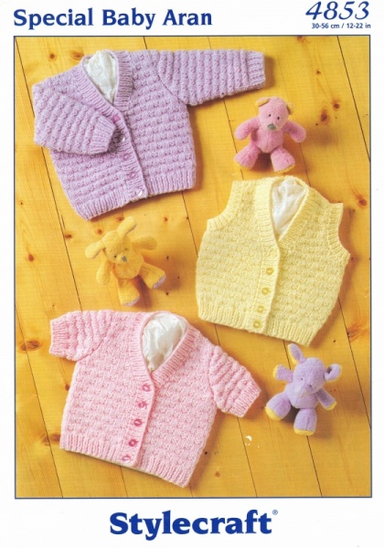 Vintage Stylecraft Knitting Pattern 4853: Baby Waistcoat & Cardigans
