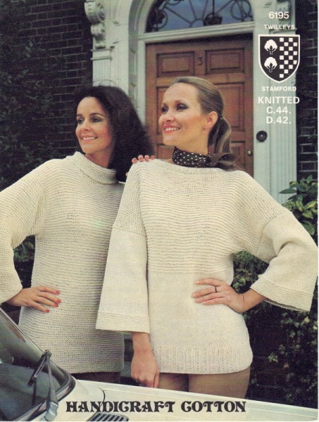 Vintage Twilleys Knitting Pattern No 6195: Knitted Sloppy Joes