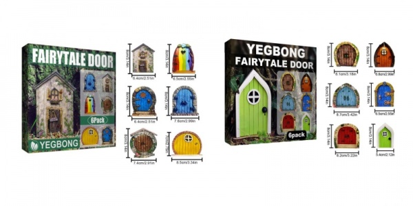 Painted Wooden Fairy Doors - Set 6 Doors