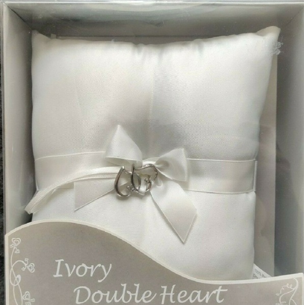 Ivory Double Heart Ring Cushion
