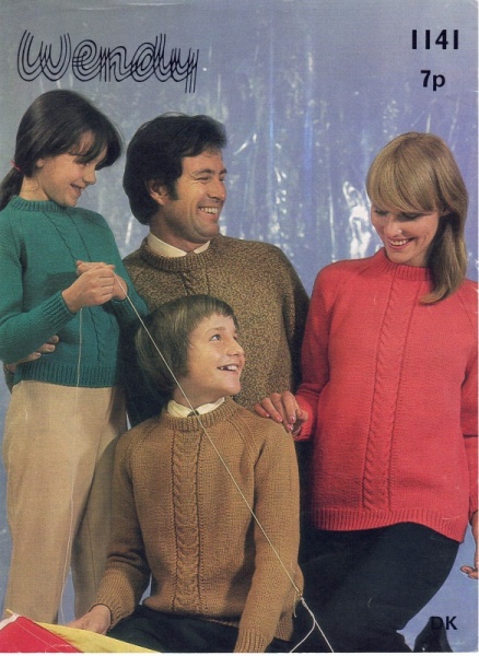 Vintage Wendy Knitting Pattern 1844: Father & Son Cable Sweaters