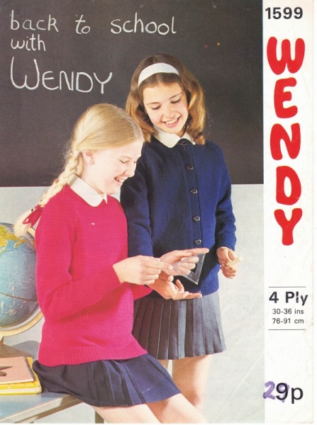 Vintage Wendy Knitting Pattern 1599: Girl's Cardigan & Sweater