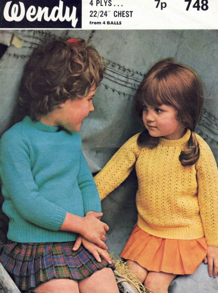 Vintage Wendy Knitting Pattern 748: Children's Sweaters