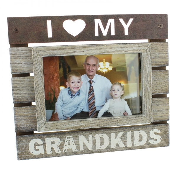 New View Wooden Panel Photo Frame 6''x4'' ~ I Love My Grandkids