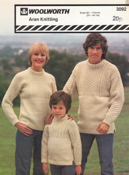 Vintage Woolworths Knitting Pattern No. 3092 - Family Guernsey Sweaters