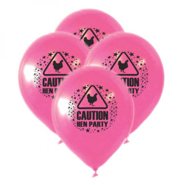 Caution Hen Party Balloons - Pack of 15