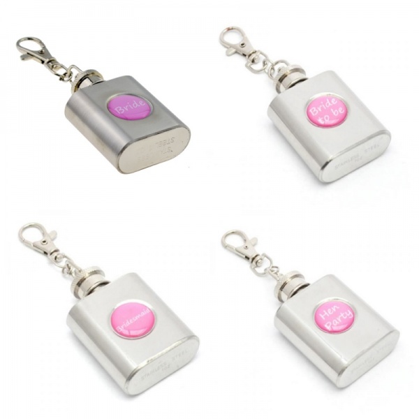 Womens 'Wedding Roles' Keyring Hip Flasks