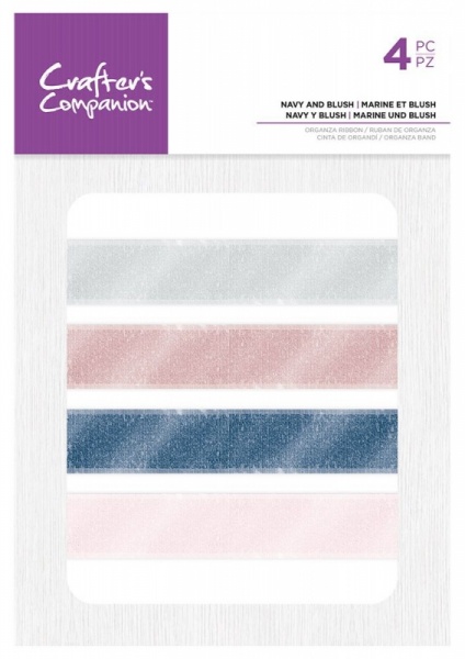 Crafters Companion Assorted Organza Ribbon ~ Navy and Blush