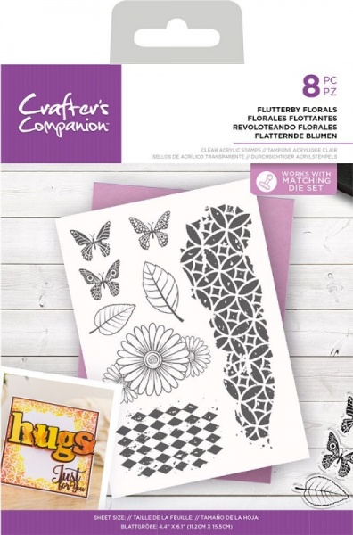 Crafters Companion Clear Acrylic Stamps ~ Flutterby Florals