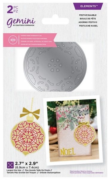 Gemini Double-Sided Layerable Topper and Image Die - Festive Bauble