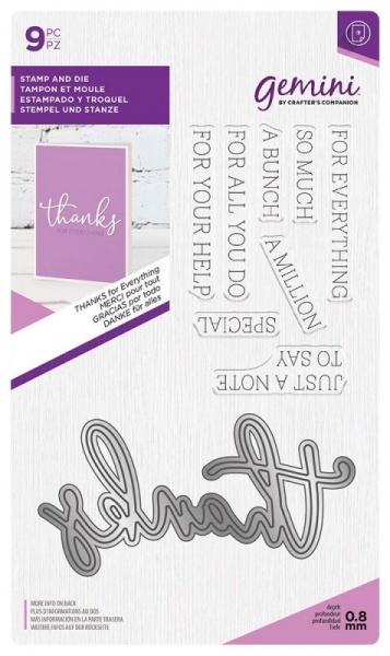 Gemini Fancy Font Stamp and Die - THANKS for Everything