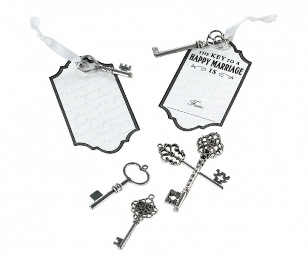Vintage Silver Key Tags for Guest Signing