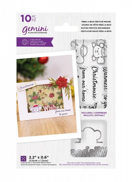 Gemini Peek-A-Boo Christmas Stamp & Die - Festive Mouse