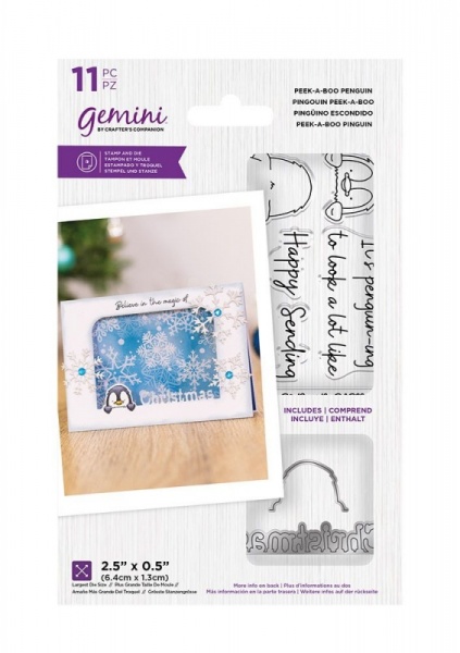 Gemini Peek-A-Boo Christmas Stamp & Die - Penguin
