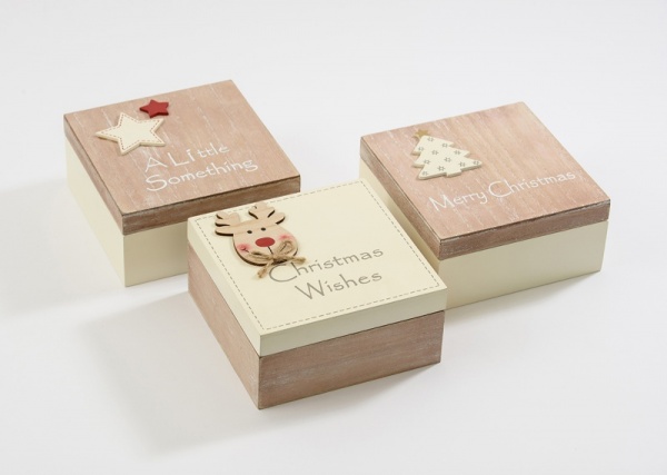 Medium Wooden Christmas Storage / Gift Boxes