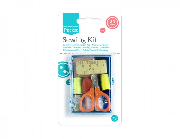 Pocket / Travel Sewing Kit - 21 Pieces