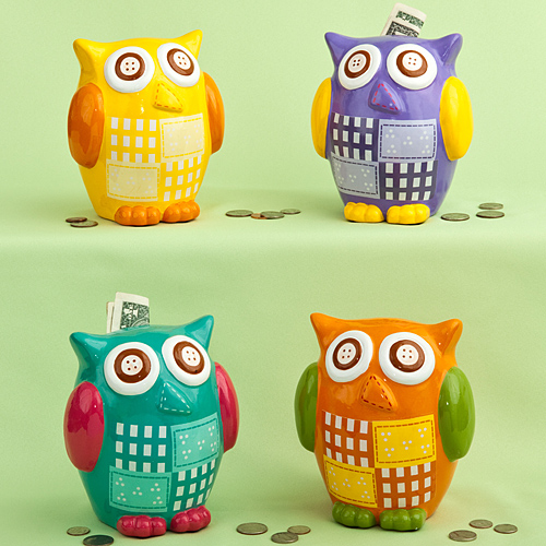 Multicolored Ceramic Owl Money Box Piggy Bank (Ex Display)