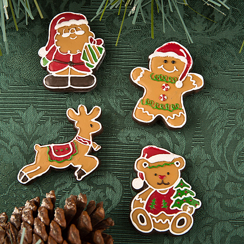 Gingerbread themed holiday fridge magnets