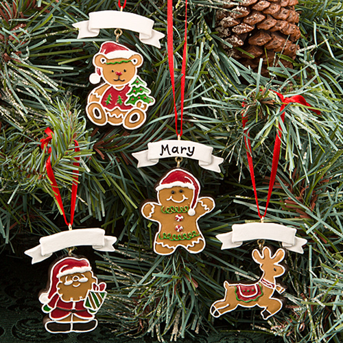 Gingerbread themed holiday ornaments / tree decorations