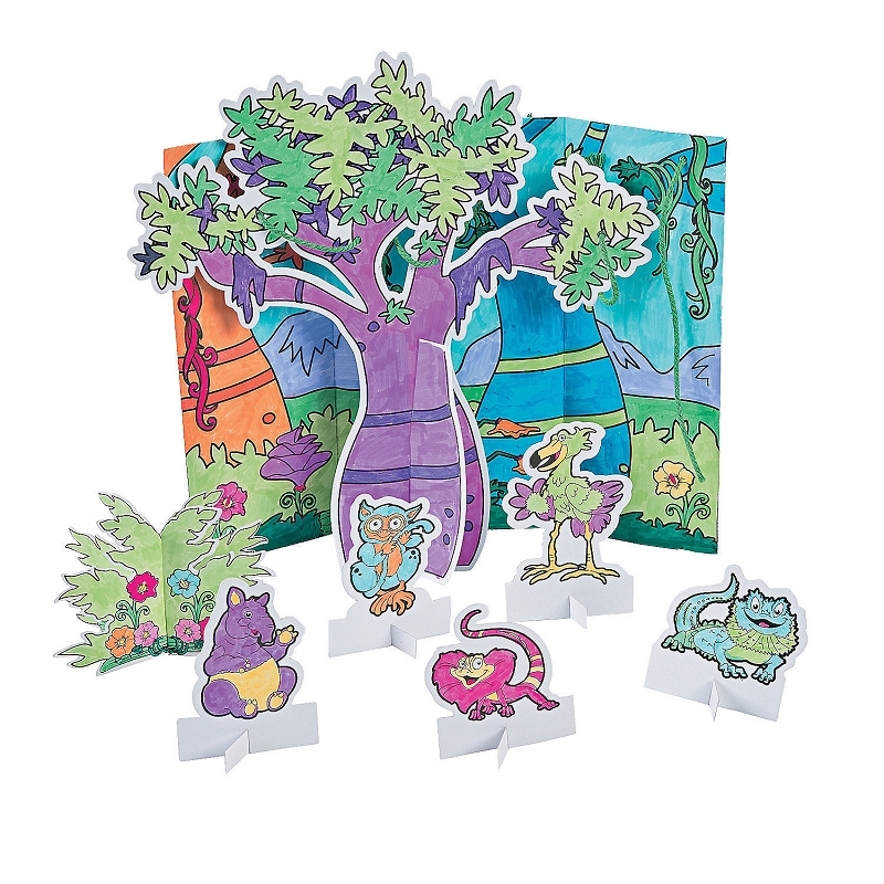 Pack of 12 Colour Your Own Wild Wonders 3D Jungle