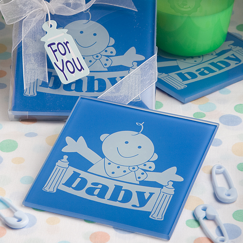 Blue Huggable Baby Design Coaster Set