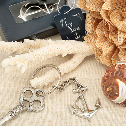 Nautical Themed Silver Anchor Design Key Chain
