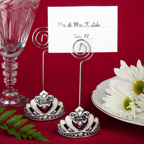 Crown design place card/photo holders with Fleur De Lis accents