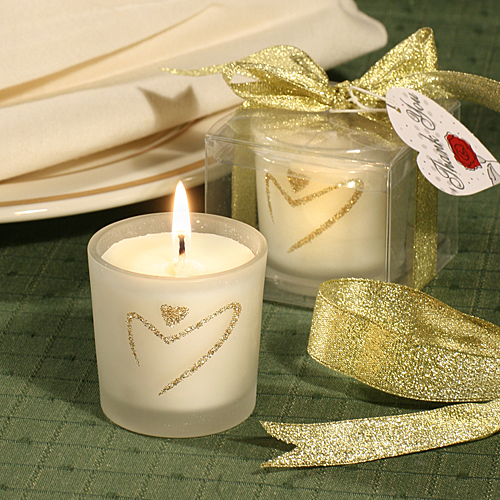 Gold Heart Design Candle Holder