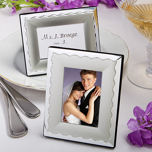 Two-Tone Silver Metal Place Card / Photo Frame