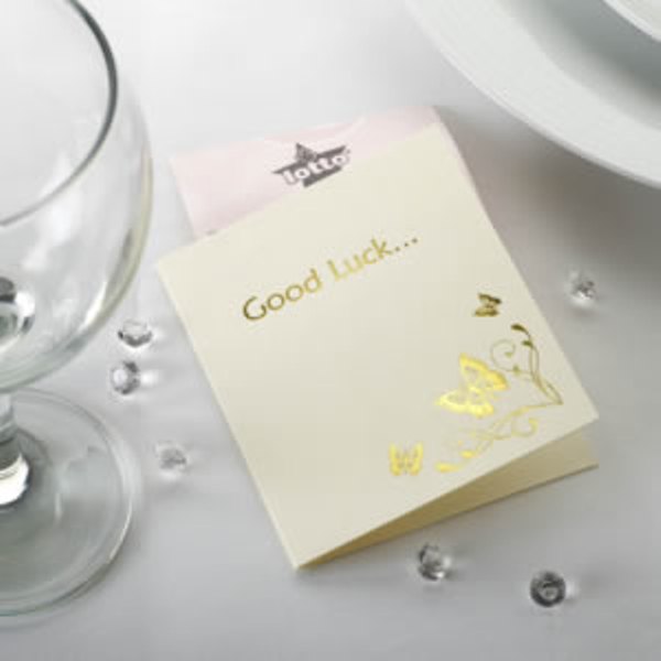 Ivory & Gold Butterfly Lottery Ticket Holders, Pack of 10