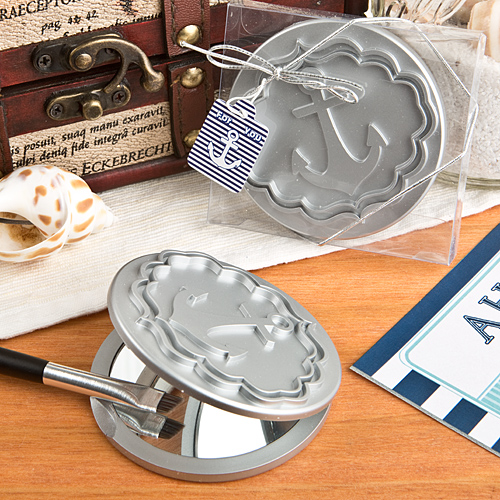 Round Compact Mirror With Anchor Design