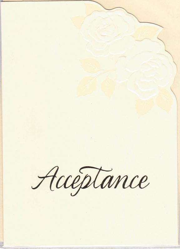 Ivory & Gold Rose Design Acceptance Card & Envelope