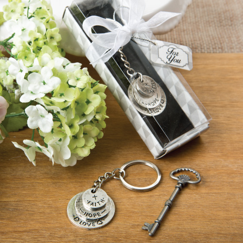 Love, Hope and Faith stacked disc key chain