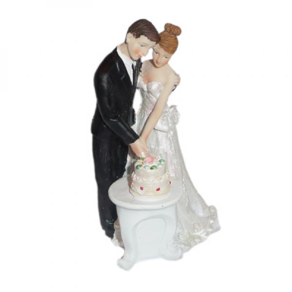Bride & Groom Cutting Cake Design Cake Topper