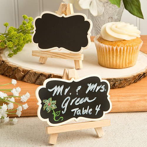 Natural Wood Easel And Blackboard Placecard Holder - Bulk Pack 10
