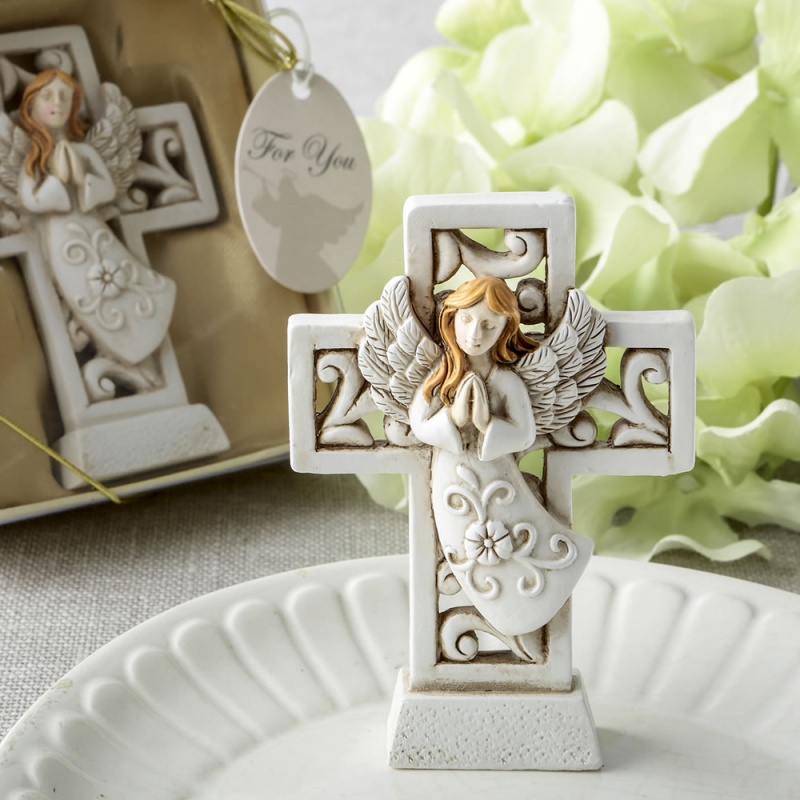 Magnificent Cross Statue With Raised Praying Angel