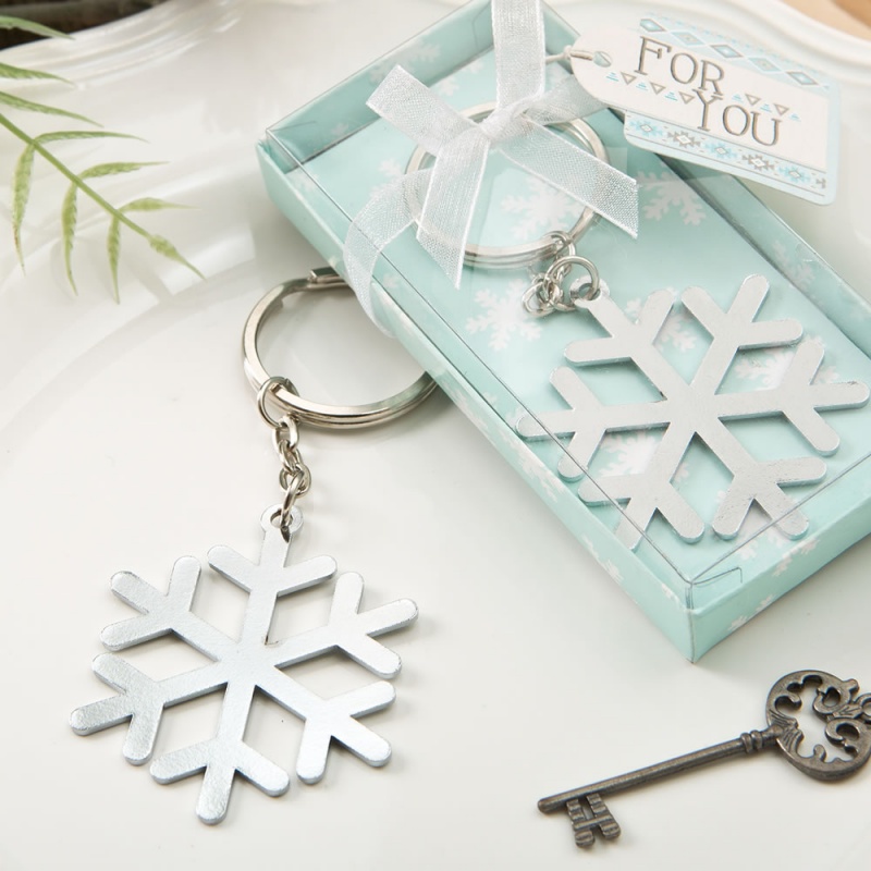 Stunning Snow flake design silver metal keychain