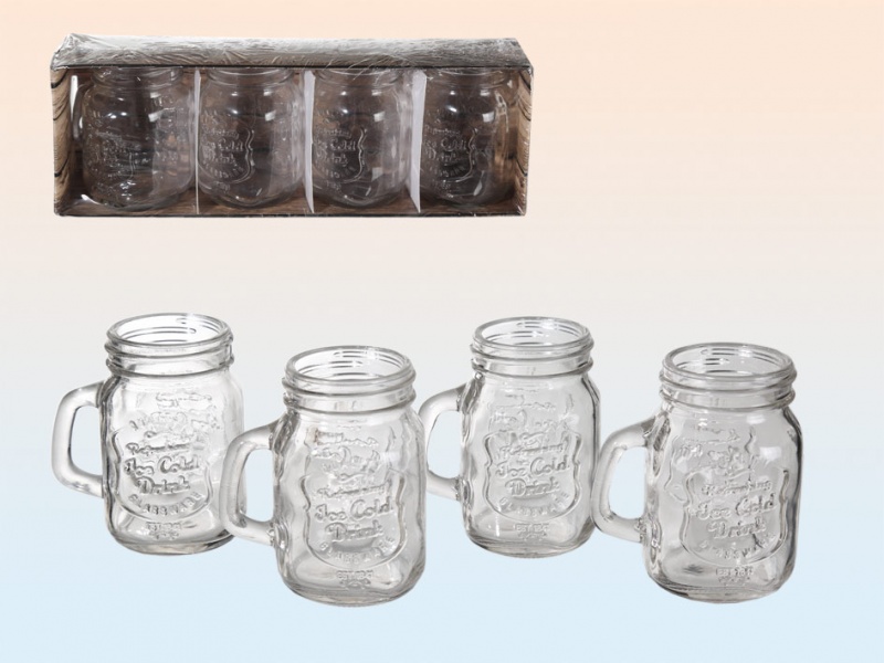 Set Of 4 Novelty Shot Glasses In A Vintage Jar Style